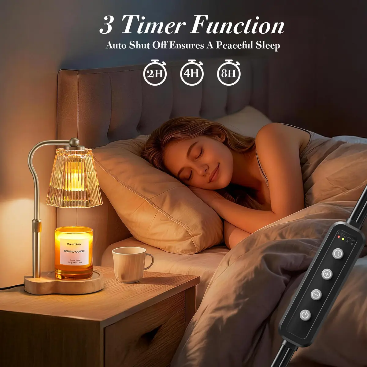 AODHGR Candle Warmer Lamp with Timer Dimmable Amber | Flameless Wax Melter for Jar Candles - view 4