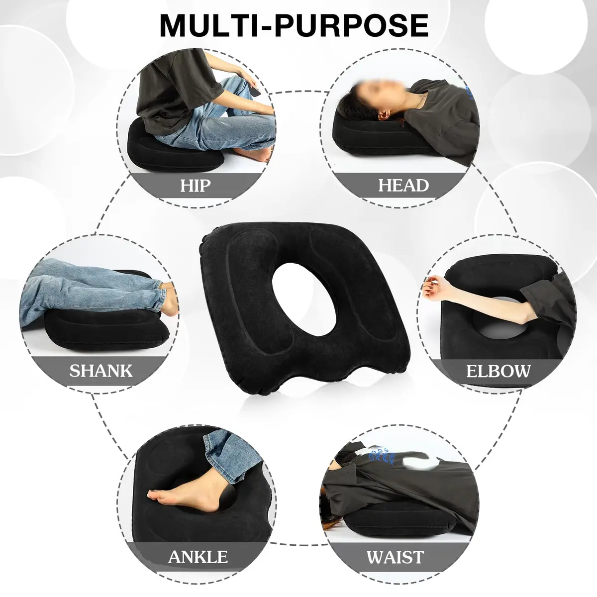 Leinuosen Inflatable Seat Cushion 18.1'' x 15.7'' x 4.7'' | Portable, Adjustable for Comfort - view 7