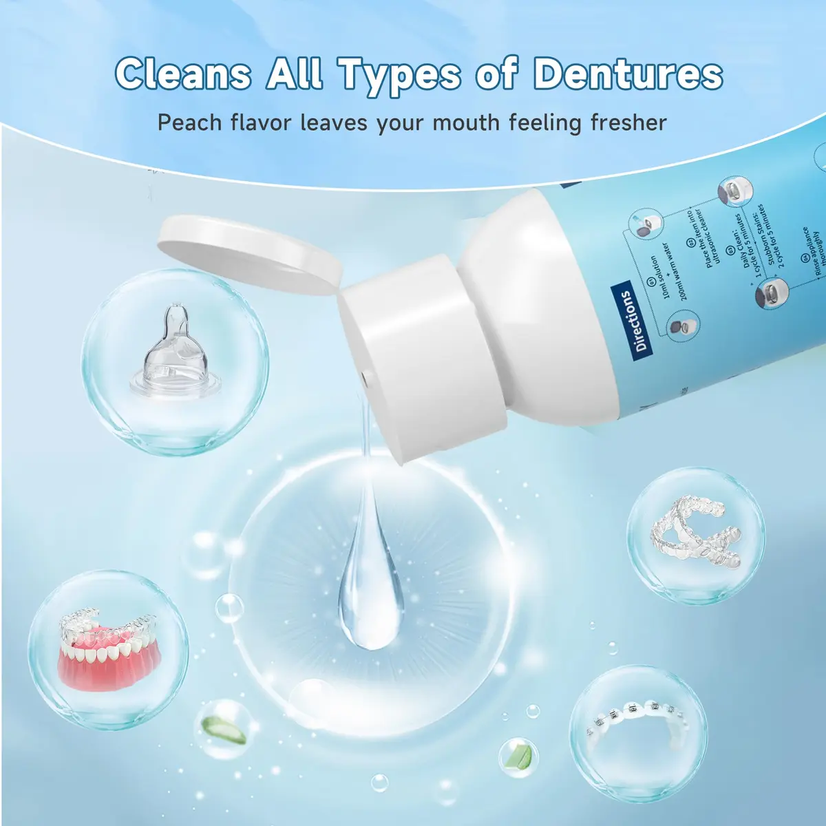 kunphy Ultrasonic Retainer Cleaner Solution 50ml (1.8 Fl Oz) | Professional Dental Appliance Cleaning - view 3