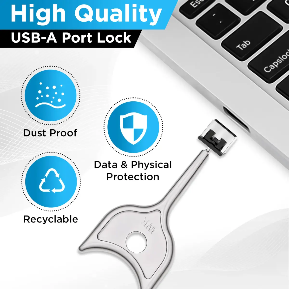 PortPlugs USB A Metal Port Blockers 50 Pack with 2 Keys | Secure Ports Against Malware & Data Theft - view 6