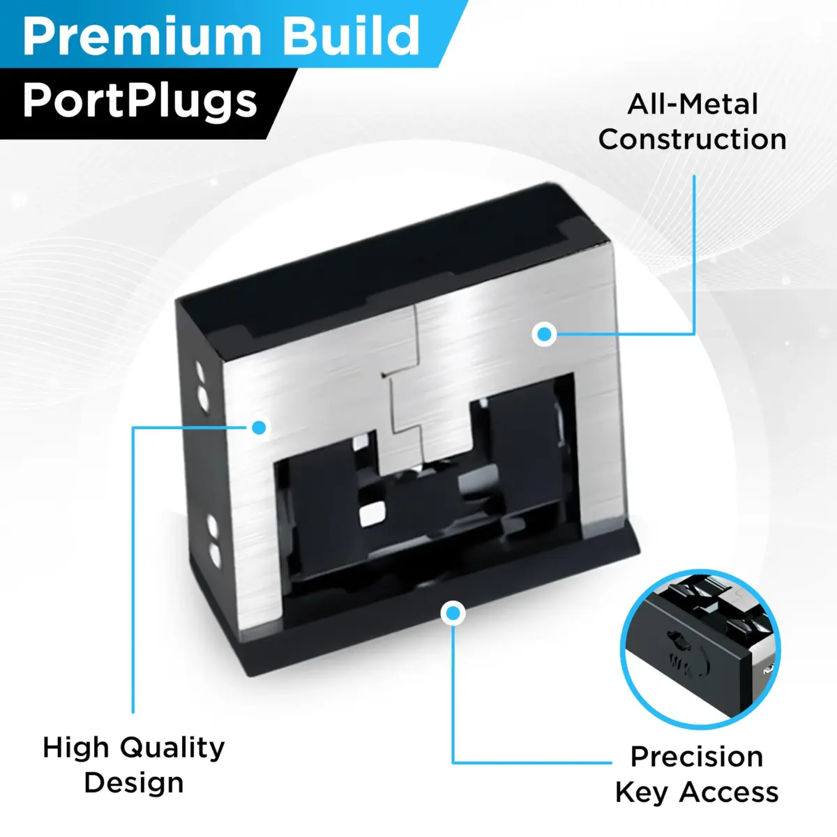 PortPlugs USB A Metal Port Blockers 50 Pack with 2 Keys | Secure Ports Against Malware & Data Theft - view 4