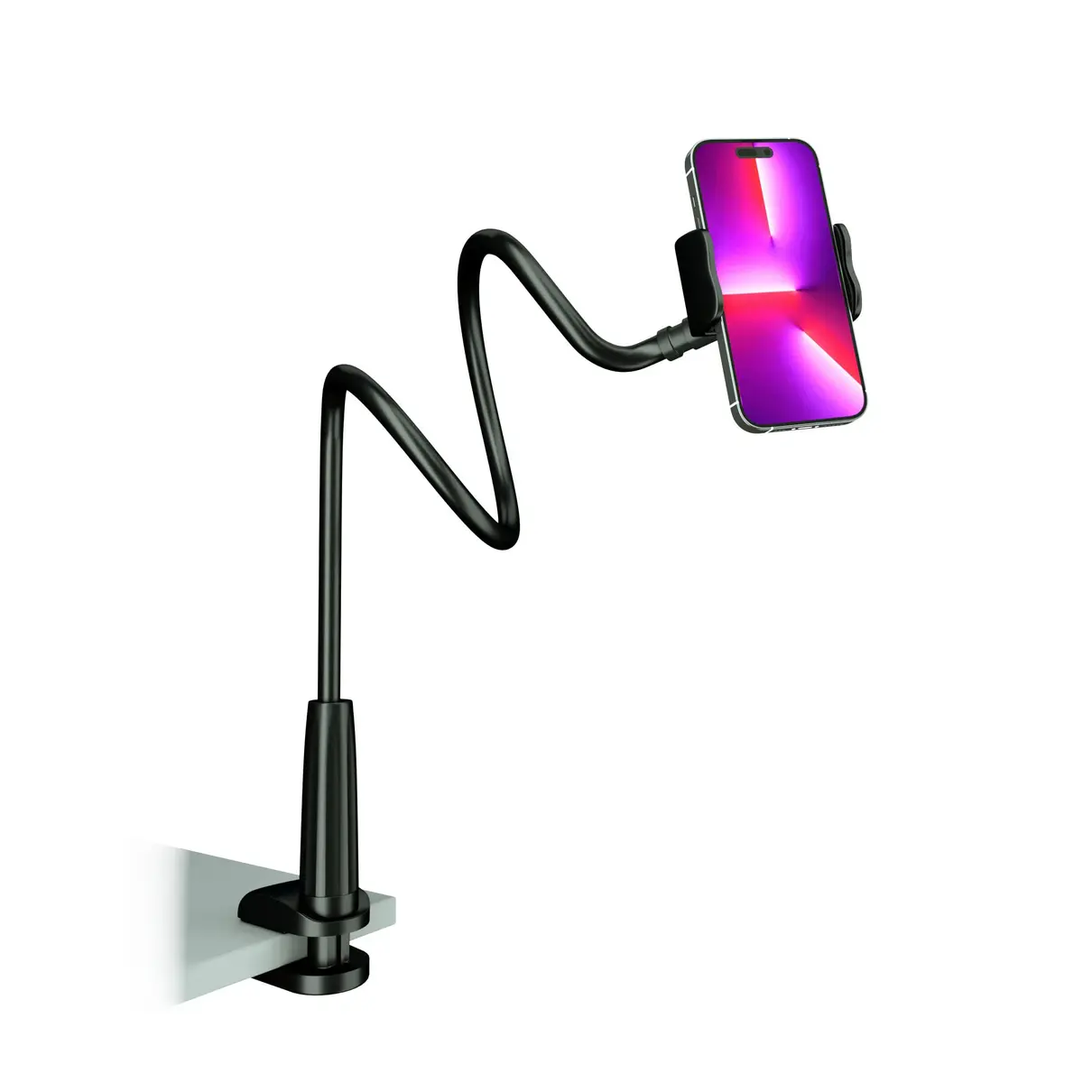 MAGIPEA Gooseneck Phone Holder for Bed, 39inch Flexible Long Arm Overhead Cell Phone Mount for Desk, Hands-Free Viewing Clamp Stand Compatible with iPhone 17 16 15 Pro Max and 3.5-7" Devices | Stable, Durable, Adjustable - main product image