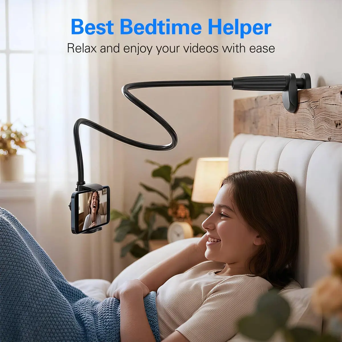 MAGIPEA Gooseneck Phone Holder for Bed, 39inch Flexible Long Arm Overhead Cell Phone Mount for Desk, Hands-Free Viewing Clamp Stand Compatible with iPhone 17 16 15 Pro Max and 3.5-7" Devices | Stable, Durable, Adjustable - view 6