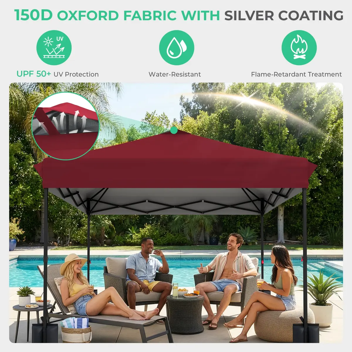 JEAREY 10x10 ft Pop Up Canopy Tent | Instant Setup, UPF 50+ UV Protection, Heavy-Duty Steel Frame, Portable Wheeled Bag - view 5