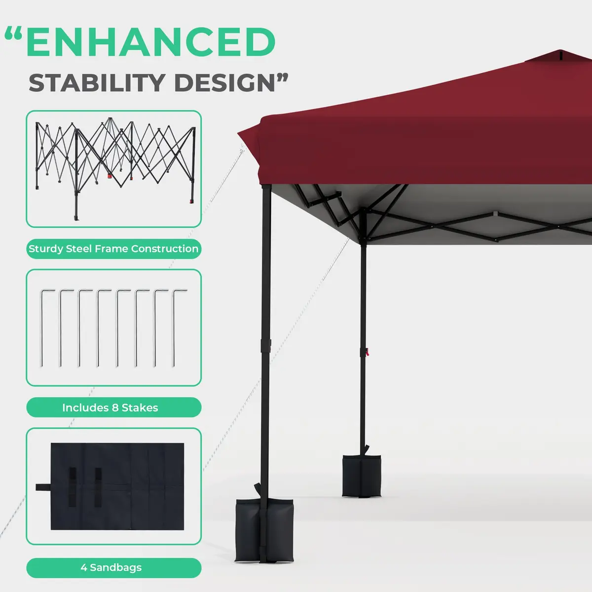 JEAREY 10x10 ft Pop Up Canopy Tent | Instant Setup, UPF 50+ UV Protection, Heavy-Duty Steel Frame, Portable Wheeled Bag - view 7