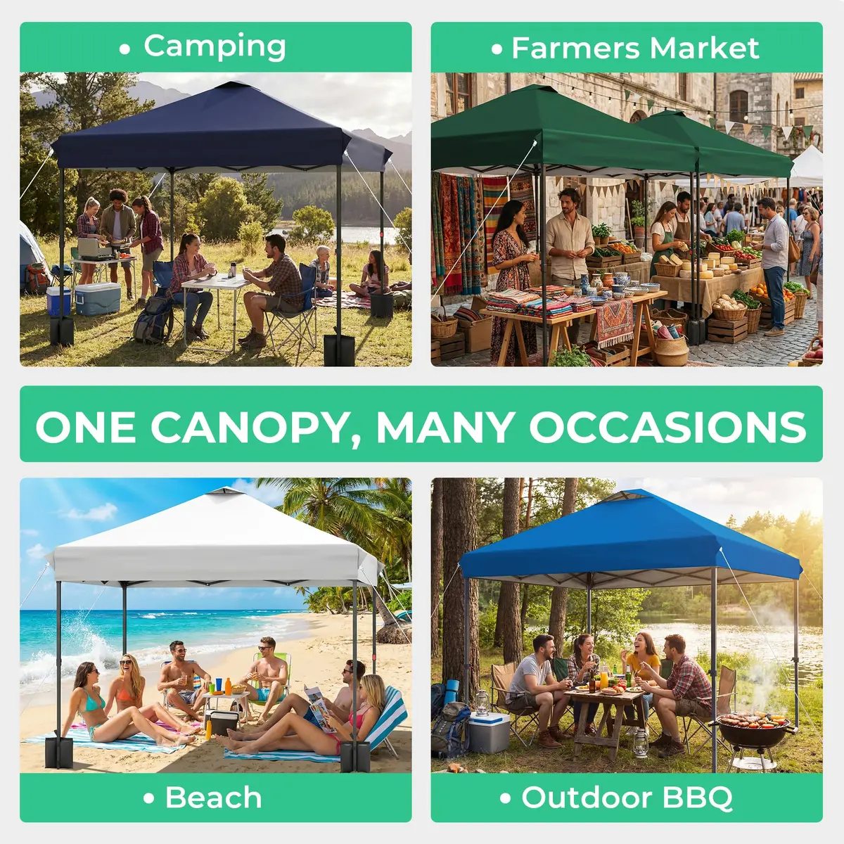 JEAREY 10x10 ft Pop Up Canopy Tent | Instant Setup, UPF 50+ UV Protection, Heavy-Duty Steel Frame, Portable Wheeled Bag - view 4