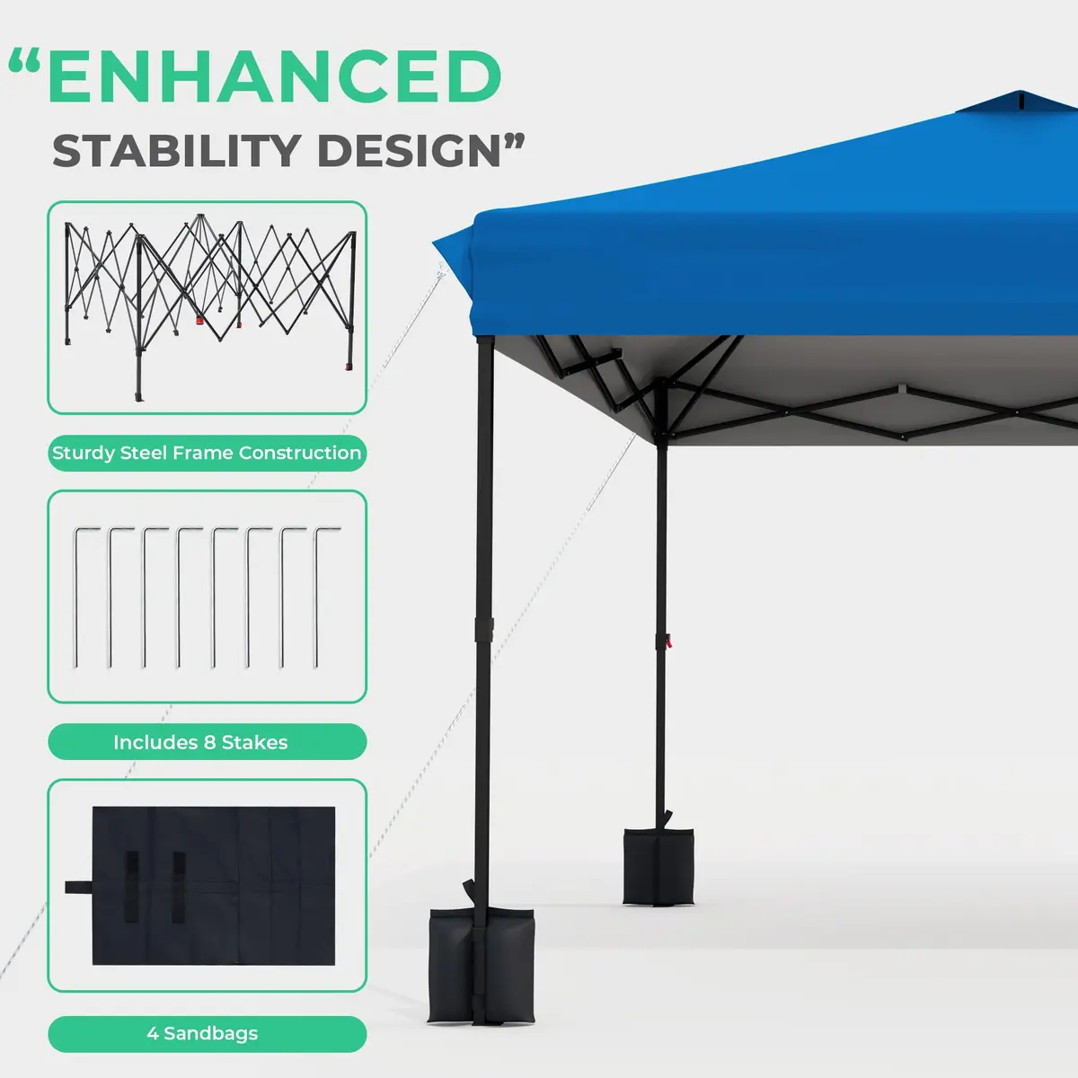JEAREY 10x10 ft Pop Up Canopy Tent | Instant Setup, UPF 50+ Silver-Coated Top, Heavy-Duty Wheeled Bag - view 7