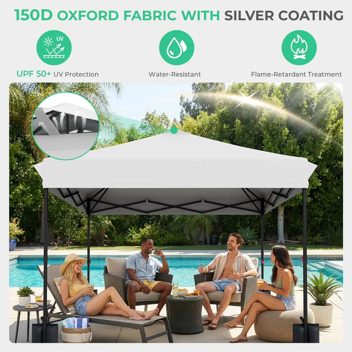 JEAREY 10x10 Pop Up Canopy Tent | Easy Setup Outdoor Market Shelter, White - view 5