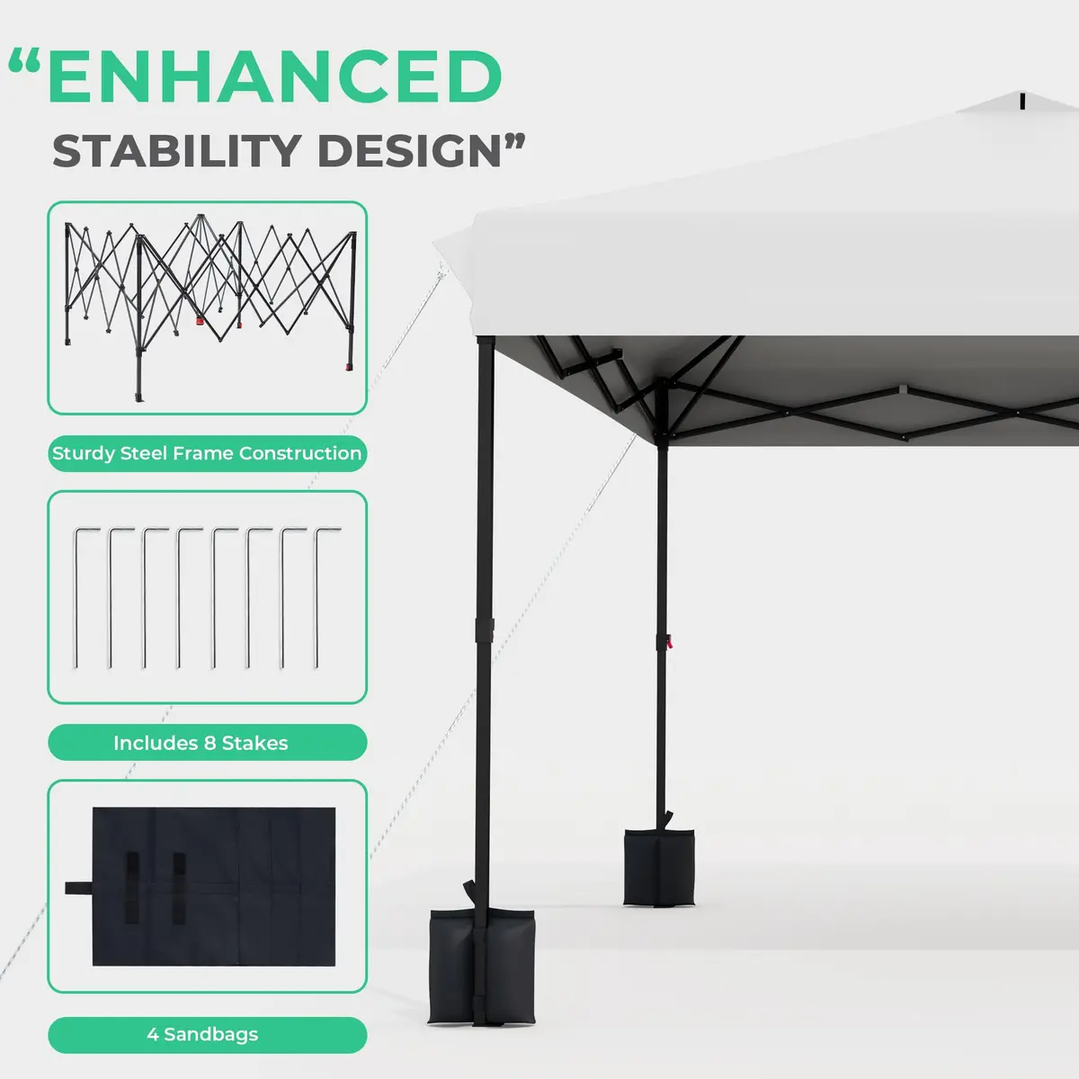 JEAREY 10x10 Pop Up Canopy Tent | Easy Setup Outdoor Market Shelter, White - view 7