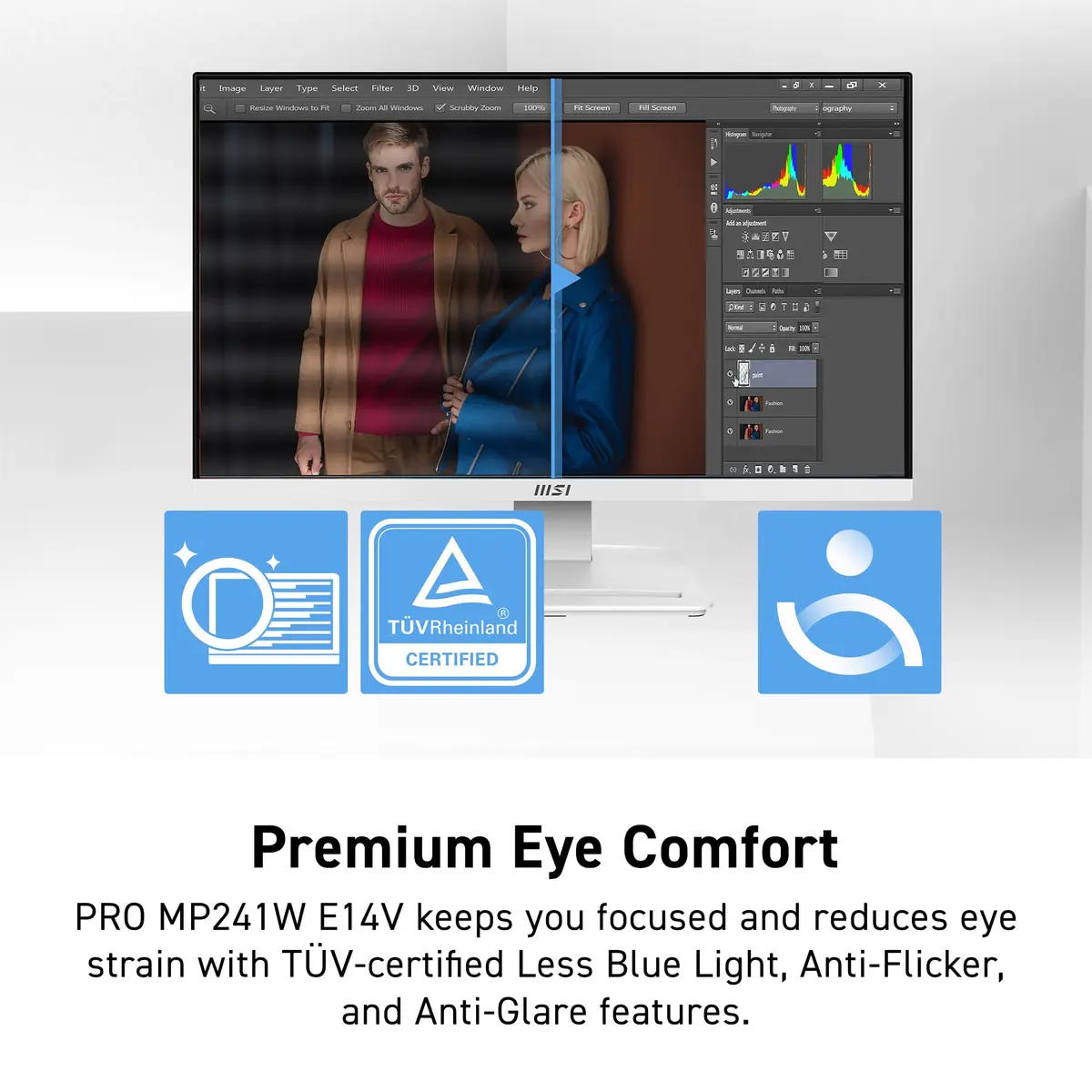 msi PRO MP241W 24-inch IPS FHD Office Monitor | 144Hz, Free-Sync, Tilt, Speakers, VESA Mount, HDR Ready - view 2