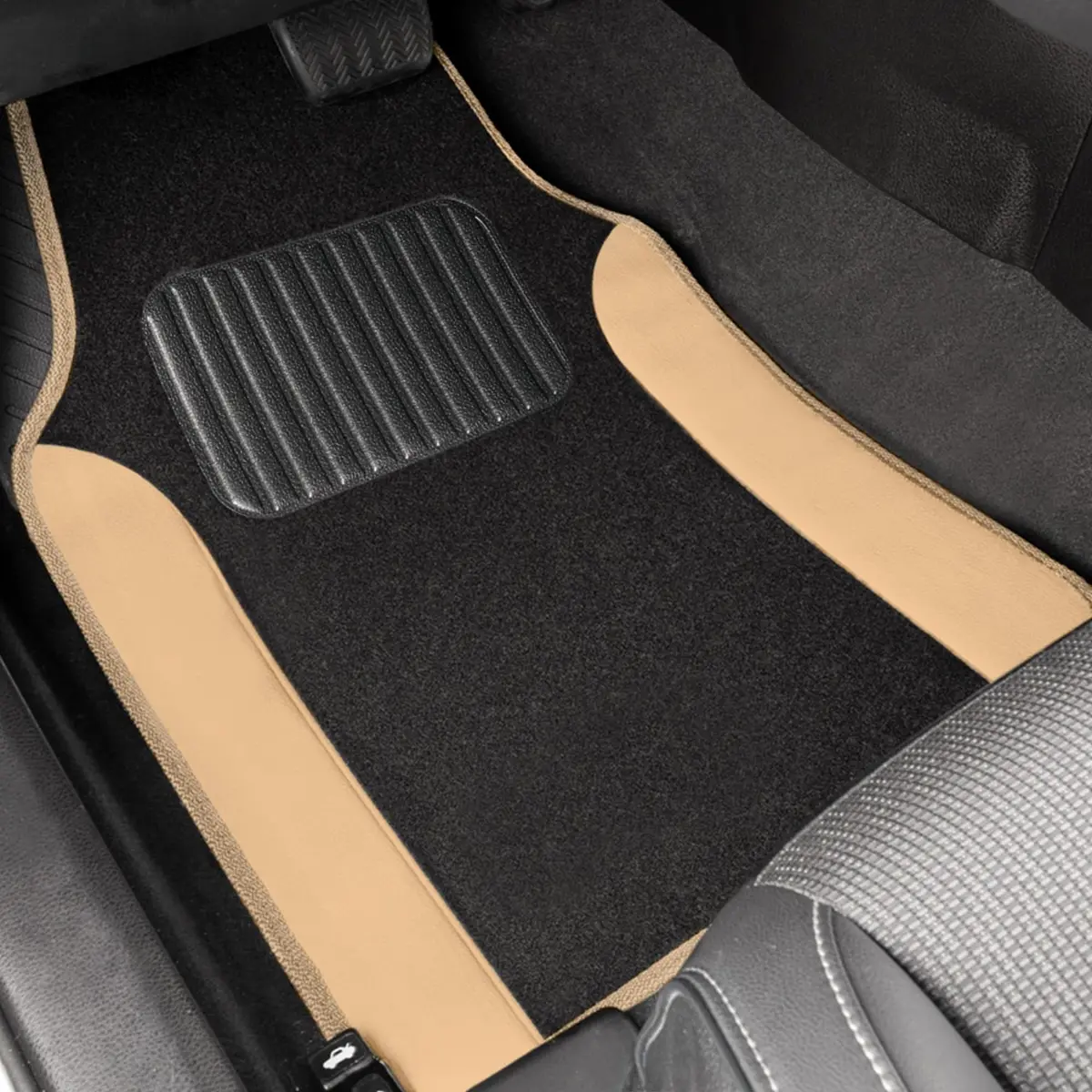 Carbella Waterproof PU Leather Car Floor Mats Beige | Universal Fit for 2005-2026 Models - main product image