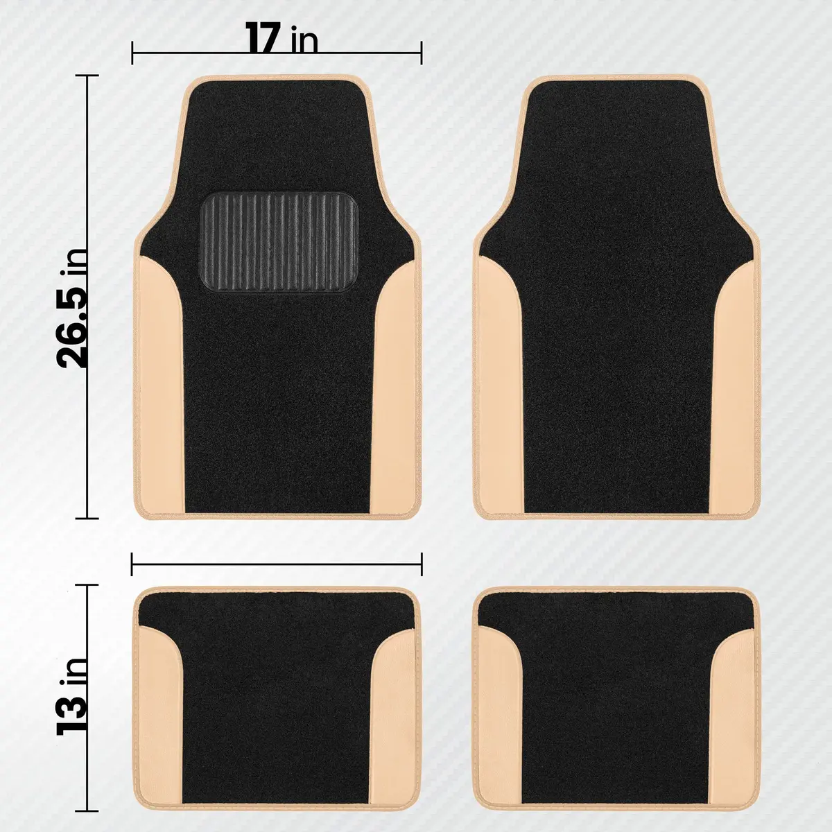 Carbella Waterproof PU Leather Car Floor Mats Beige | Universal Fit for 2005-2026 Models - view 8