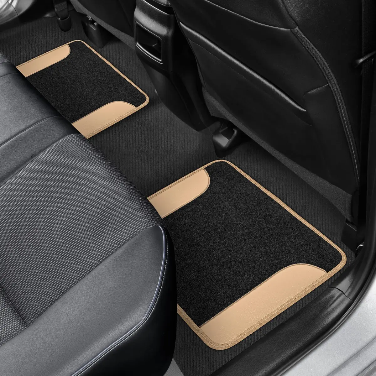 Carbella Waterproof PU Leather Car Floor Mats Beige | Universal Fit for 2005-2026 Models - view 9