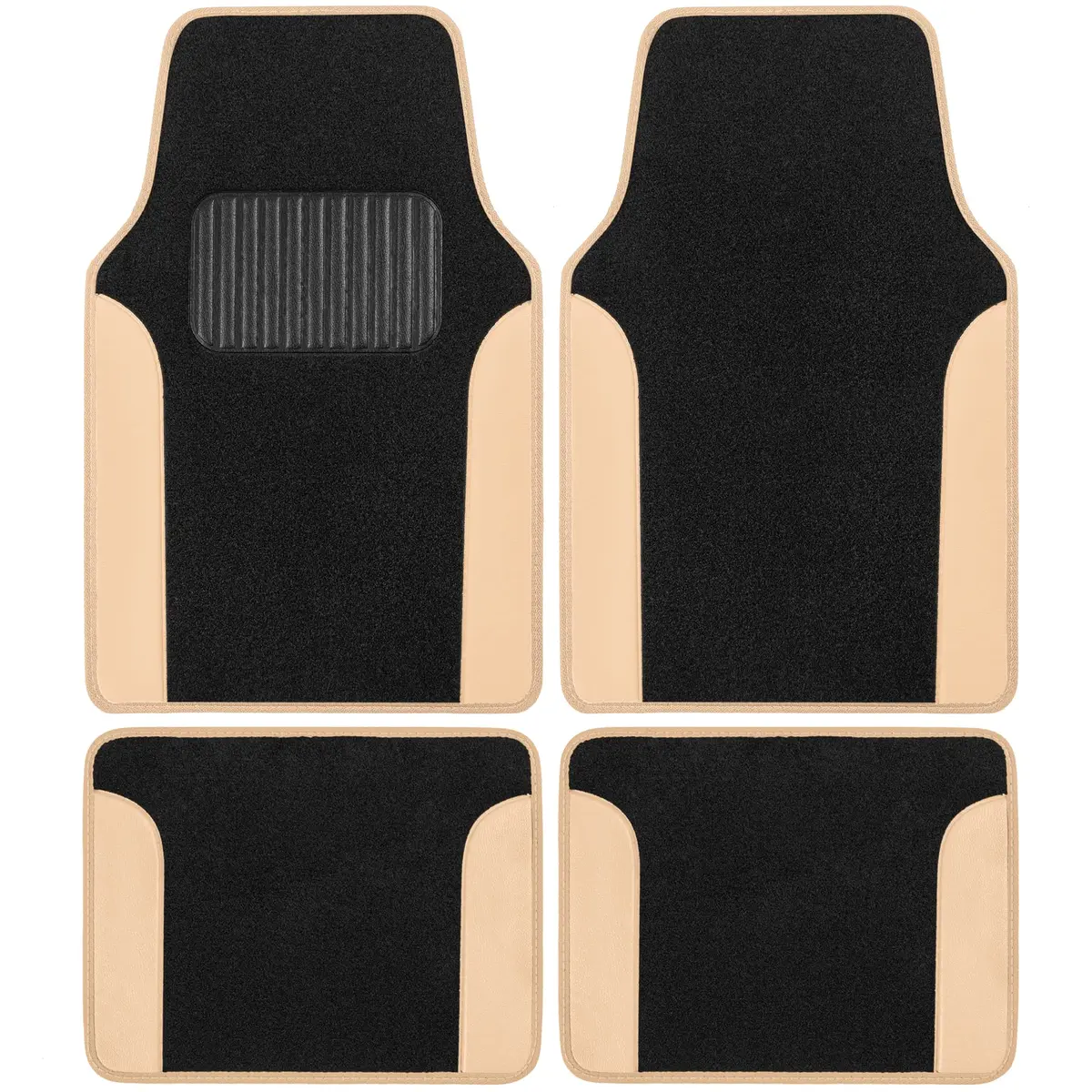 Carbella Waterproof PU Leather Car Floor Mats Beige | Universal Fit for 2005-2026 Models - view 2