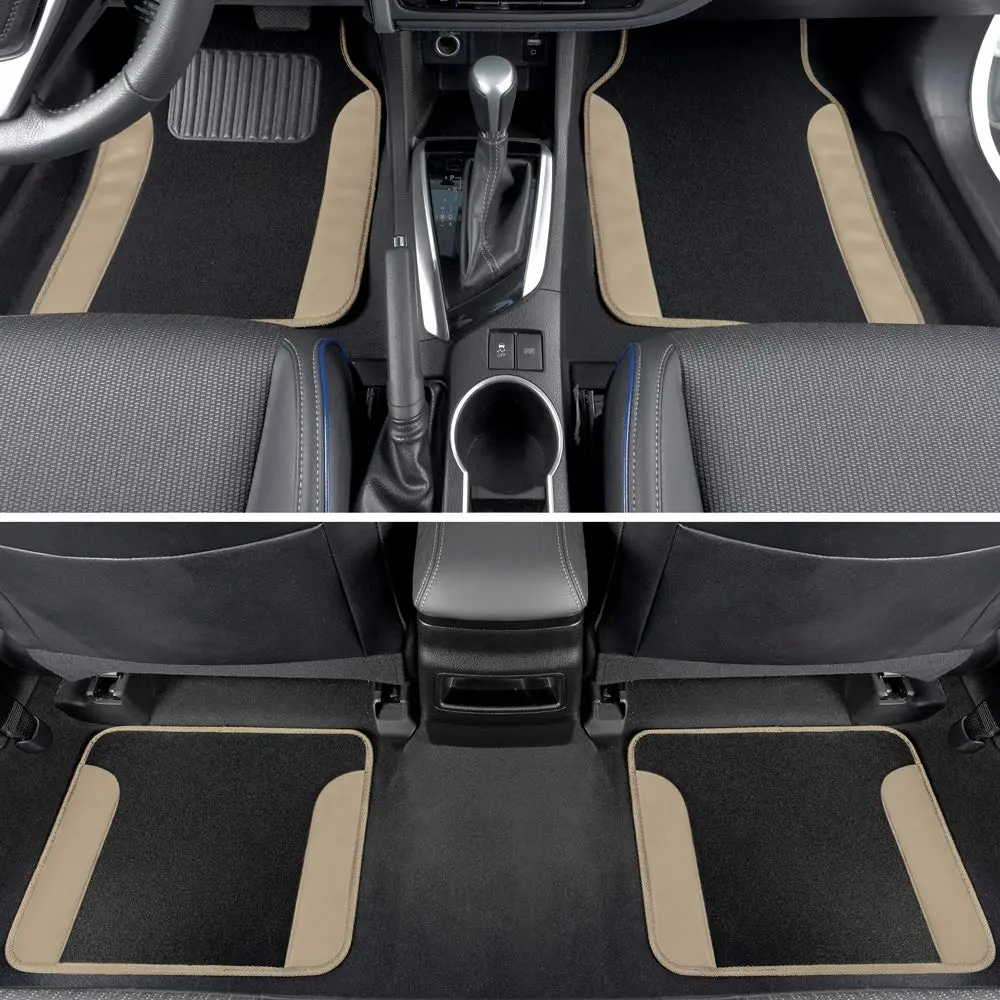 Carbella Waterproof PU Leather Car Floor Mats Beige | Universal Fit for 2005-2026 Models - view 3