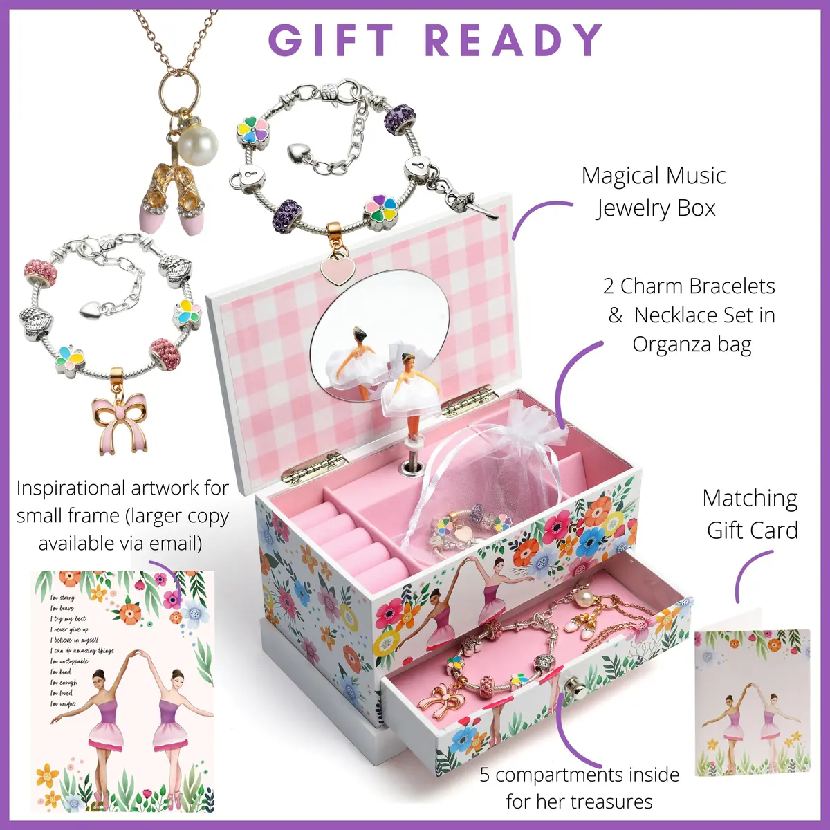 ABI + OLIE Kids Jewelry Box for Girls, Musical Jewelry Box, Swan Lake Play | Perfect Gift for Ages 4-12 - view 3
