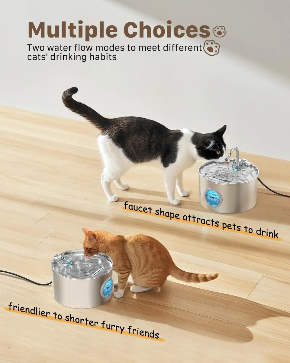GIOTOHUN Pet Water Fountain Stainless Steel 2.2L | Quiet, Durable & Easy to Clean - view 5