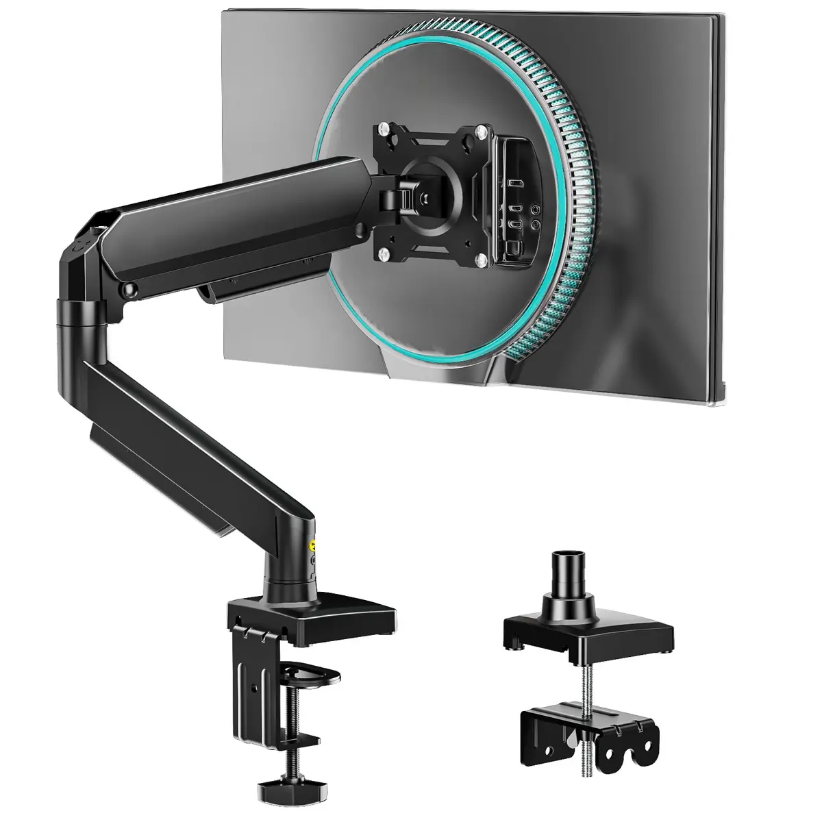 AX WABER Single Monitor Arm for 17-32 inch Screens | Gas Spring Adjustable VESA Mount with Clamp & Grommet Base - main product image