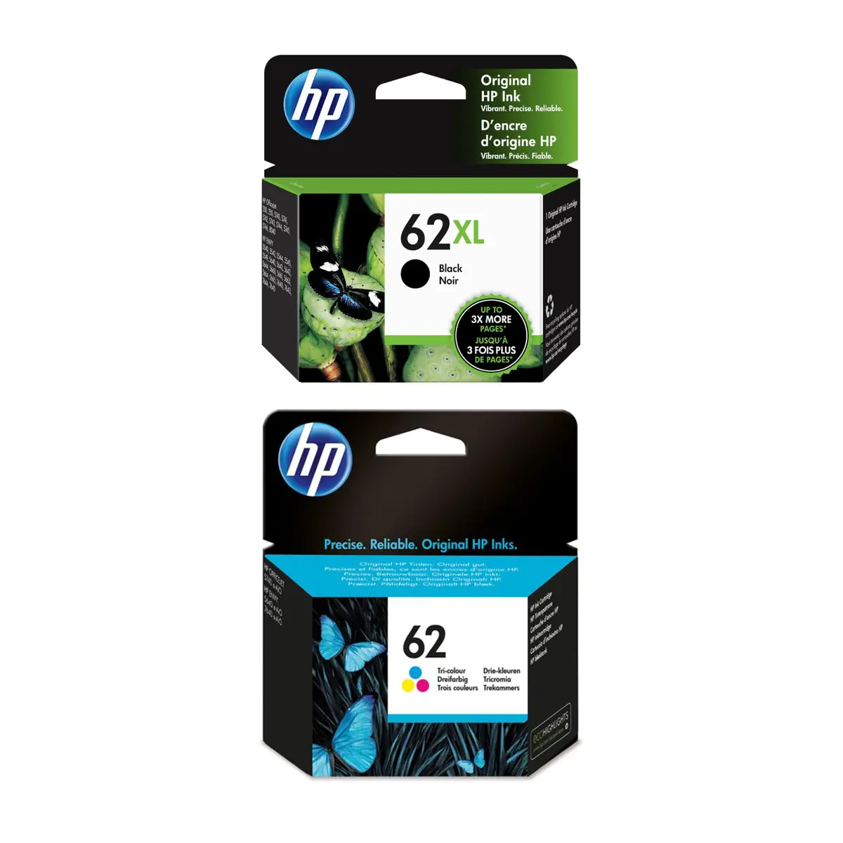HP 62XL Black / 62 Tri-Color Original Ink Cartridge Bundle (600 Black Pages, 165 Color Pages) | Genuine HP Ink for Envy & OfficeJet Printers - main product image