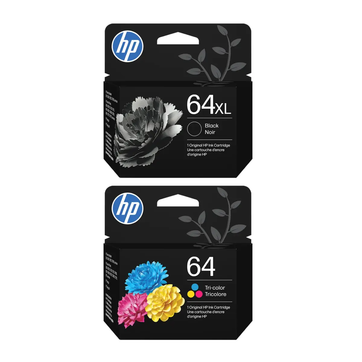HP 64XL Black / 64 CMY Original Ink Cartridge Bundle (High Yield Black, Standard CMY) | 2 Cartridges, 600 Black Pages, 165 Color Pages - main product image