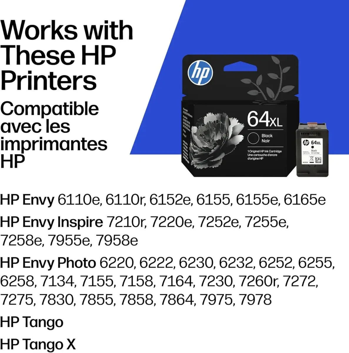 HP 64XL Black / 64 CMY Original Ink Cartridge Bundle (High Yield Black, Standard CMY) | 2 Cartridges, 600 Black Pages, 165 Color Pages - view 2