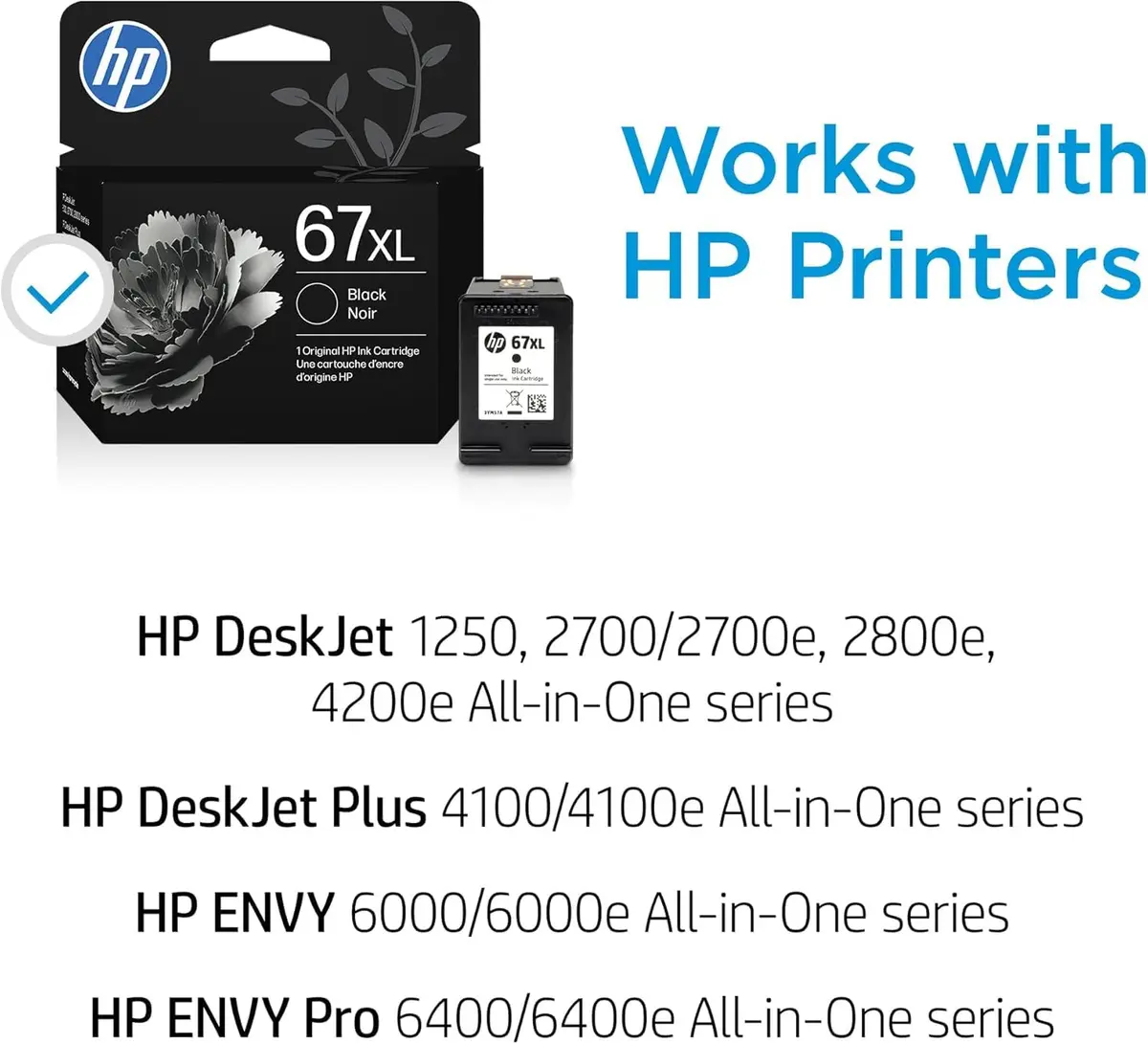 HP 67XL Black High-Yield & 67 CMY Standard Ink Cartridge Bundle | 240 Black Pages, 100 Color Pages - view 2