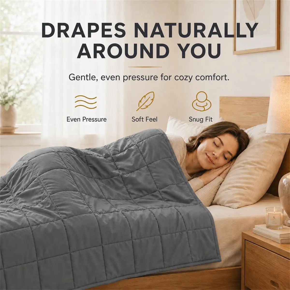 Smart Queen Weighted Blanket for Adults 60"x80" | 20lbs Grey All Season Breathable - view 7