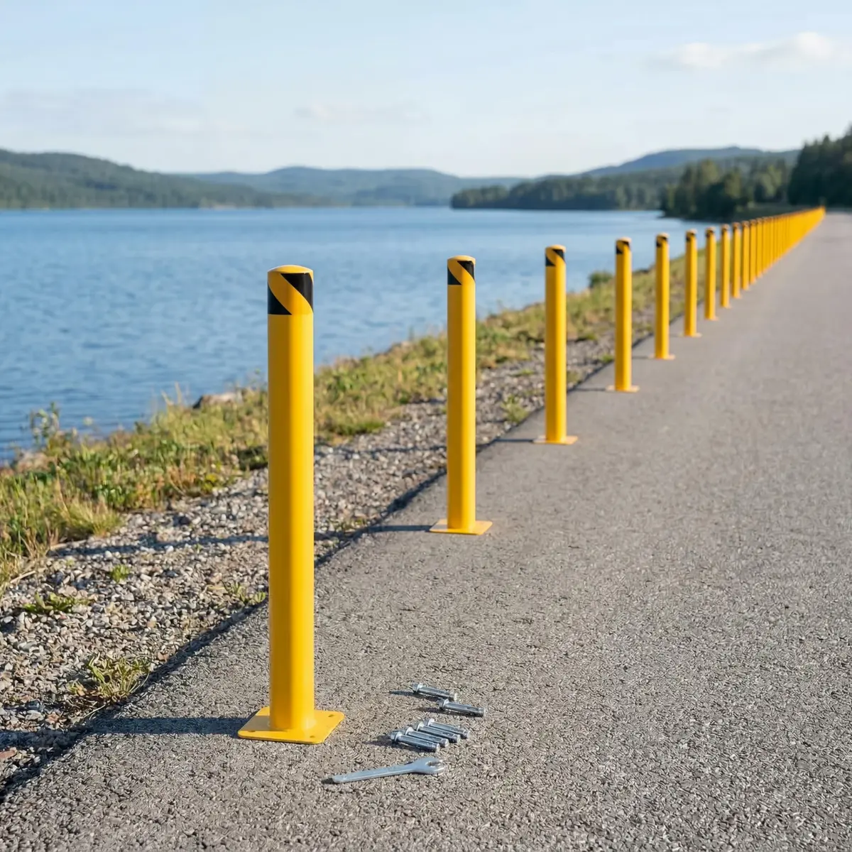 SierraSquad 36 Inch Steel Safety Bollards | Heavy-Duty Impact Barrier for Driveways & Storefronts - view 3