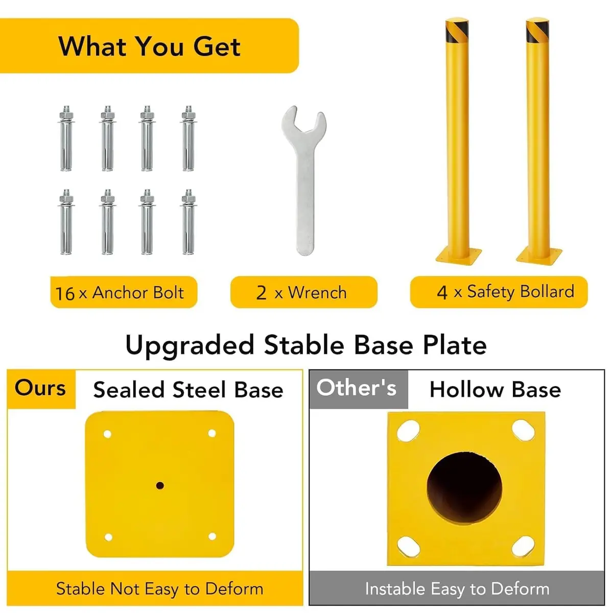 SierraSquad 36 Inch Steel Safety Bollards | Heavy-Duty Impact Barrier for Driveways & Storefronts - view 9