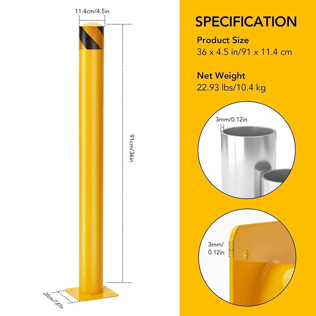 SierraSquad 36 Inch Steel Safety Bollards | Heavy-Duty Impact Barrier for Driveways & Storefronts - view 4