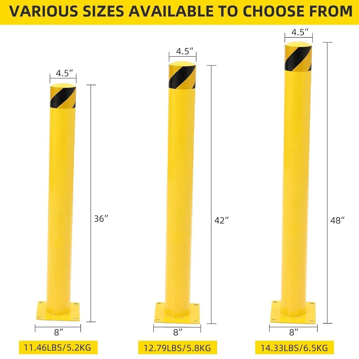 SierraSquad 36 Inch Steel Safety Bollards | Heavy-Duty Impact Barrier for Driveways & Storefronts - view 5
