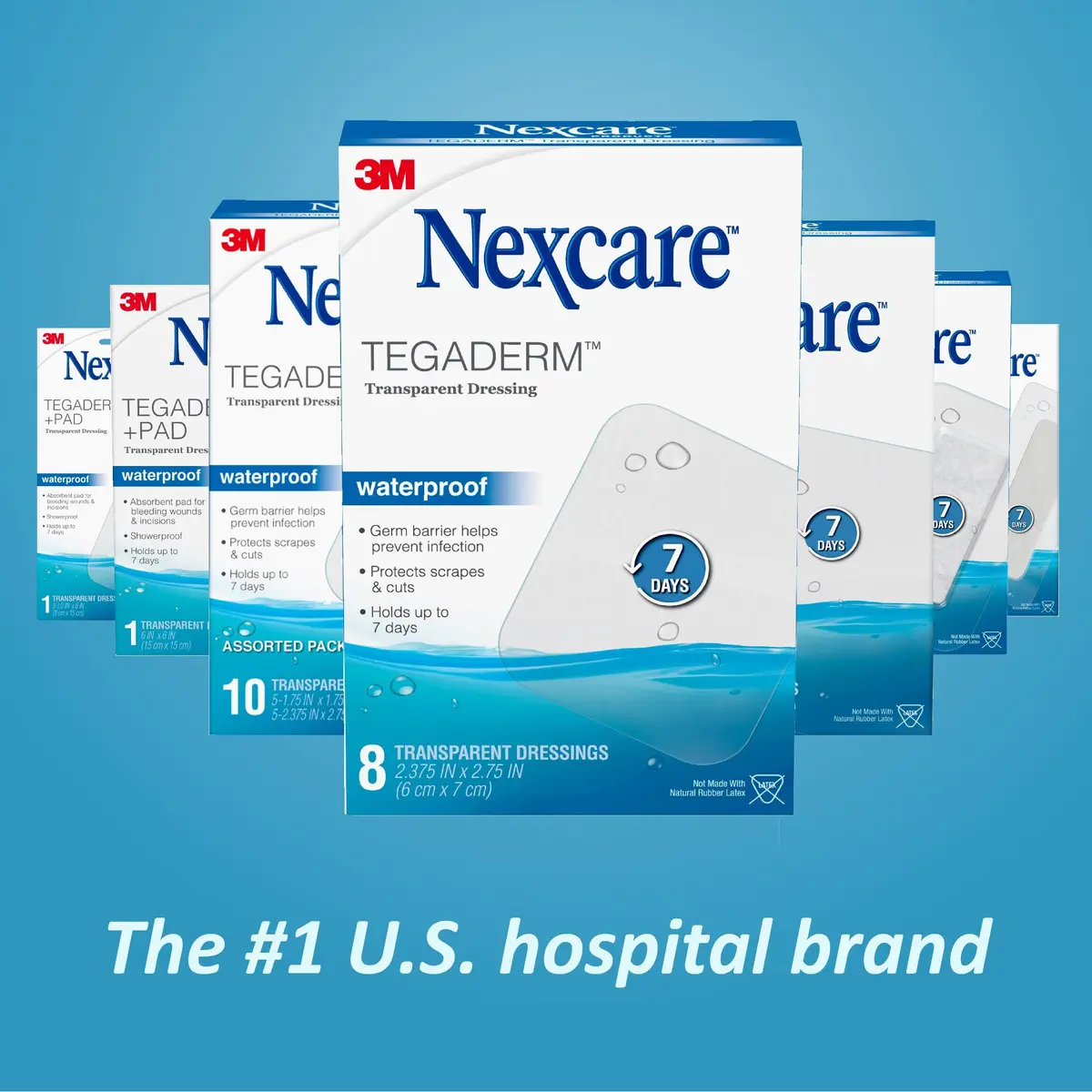 Nexcare Tegaderm Transparent Dressing, Clear Film | Waterproof, Breathable, 7-Day Wear, 10 Dressings, 3-Pack - view 7