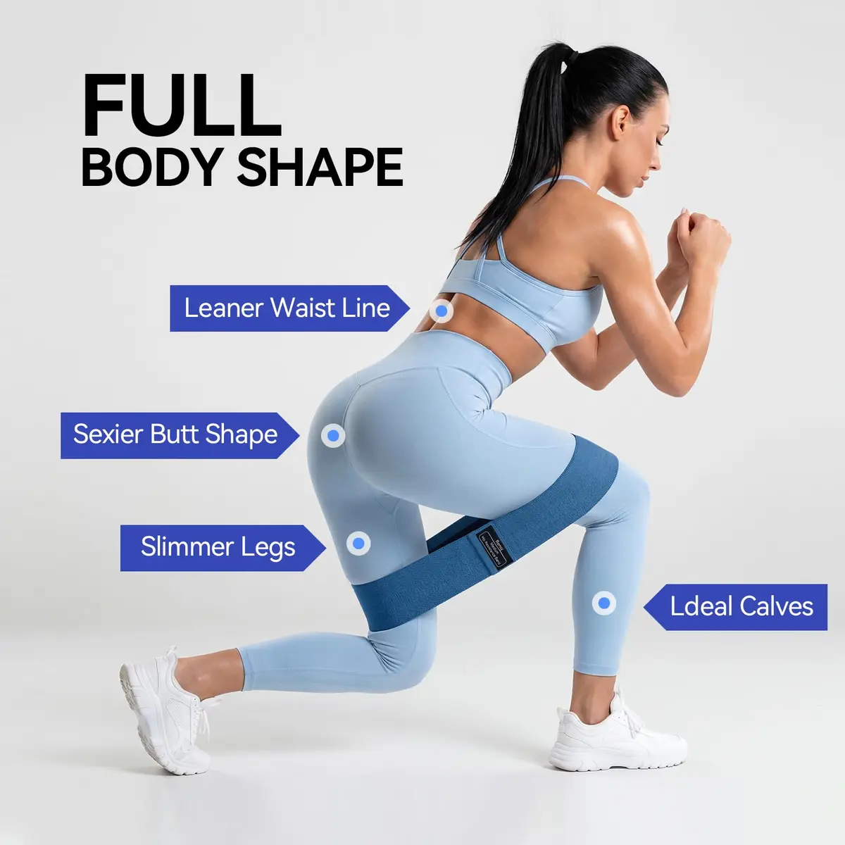 Renoj Resistance Bands for Working Out: 3-Set Exercise Bands for Pilates, Yoga, Home Gym, Booty, Leg Training | Heavy/Medium/Light Fabric Loops for Women Men - view 2