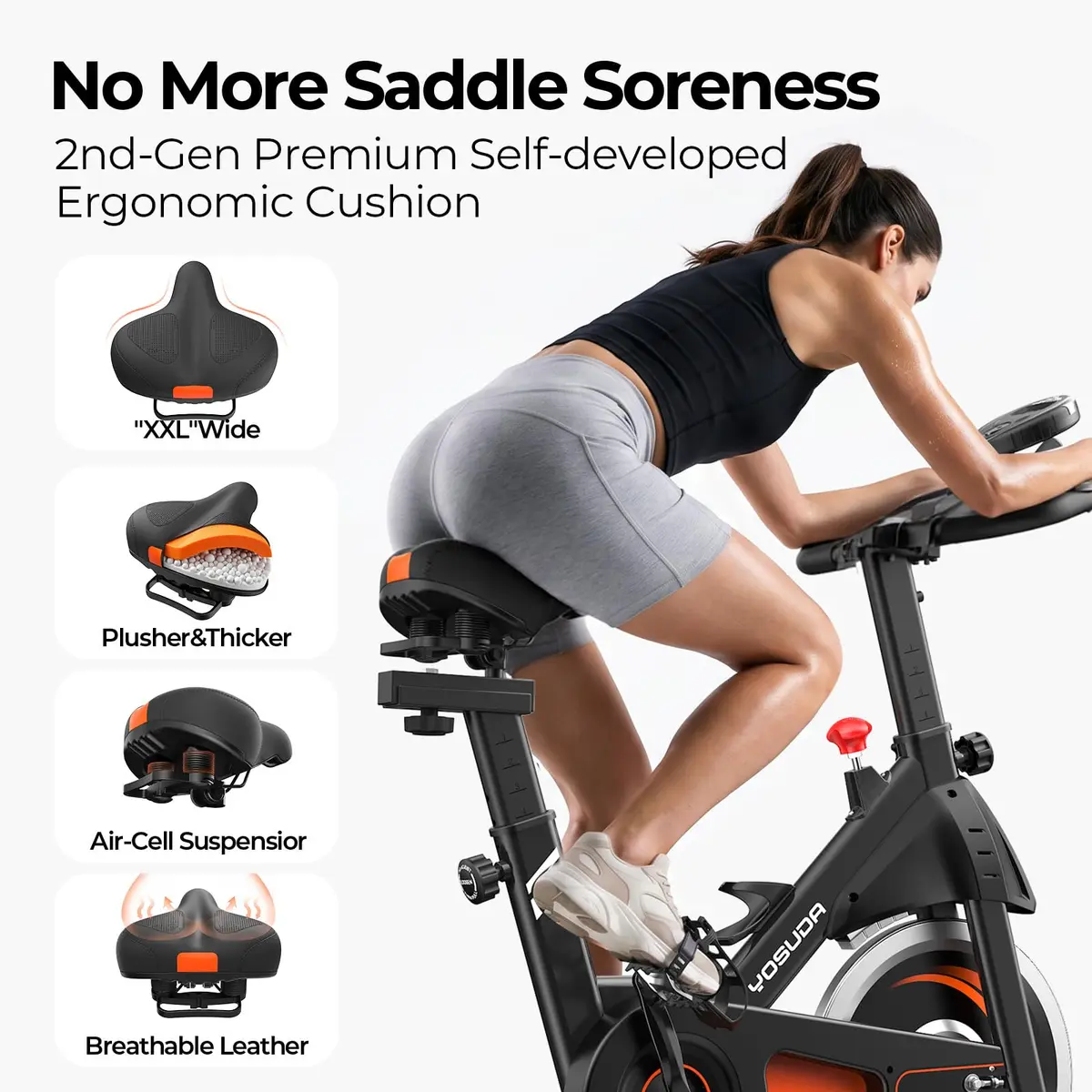 YOSUDA Magnetic Stationary Exercise Bike 300 lb | Quiet Indoor Cycling for Weight Loss & Cardio - view 7