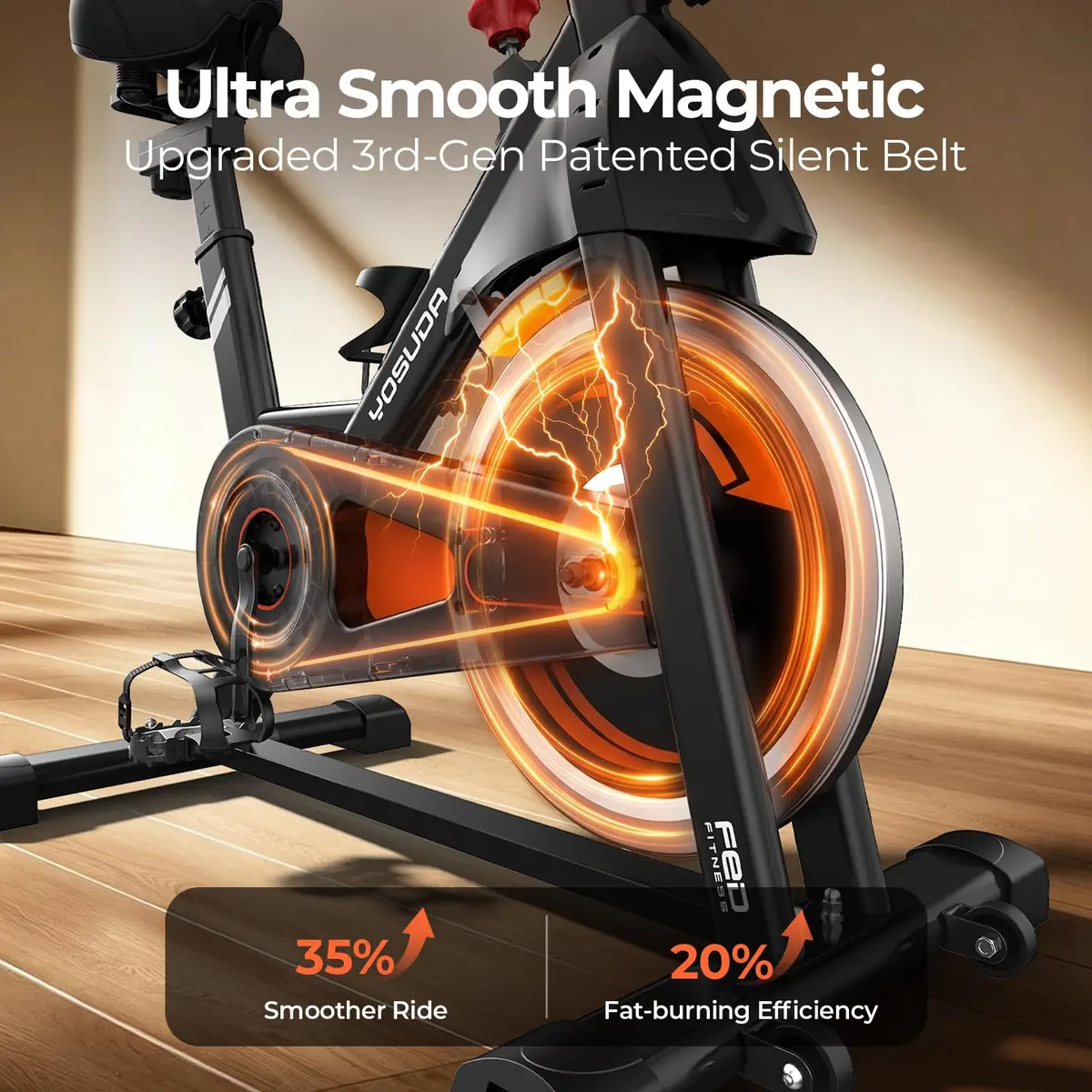 YOSUDA Magnetic Stationary Exercise Bike 300 lb | Quiet Indoor Cycling for Weight Loss & Cardio - view 3