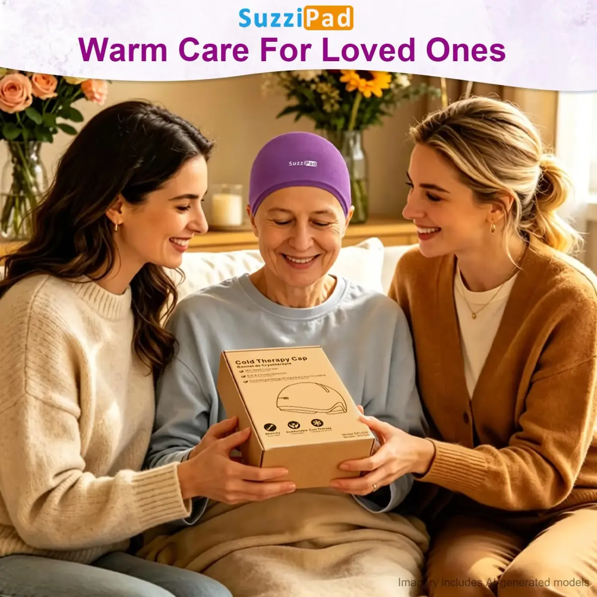 SUZZIPAD Chemo Cooling Cap Deep Purple | Scalp Cooling for Chemotherapy & Migraine Relief - view 6