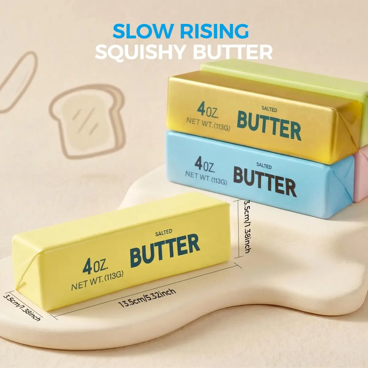 XQOQO Butter Squishy Slow Rising Squeeze Toy 14 cm (5.32 in) | Non-Toxic PU Material - view 2