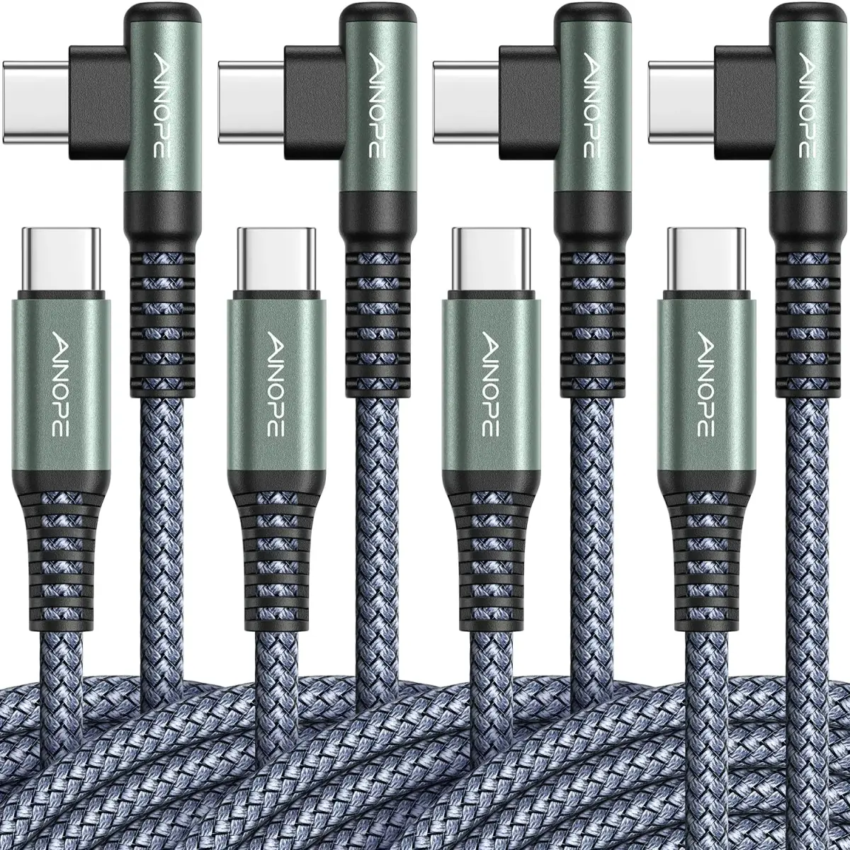AINOPE 4-Pack Grey USB C to USB C Cables: 3.3ft, 3.3ft, 6.6ft & 6.6ft | 60W Fast Charging - main product image