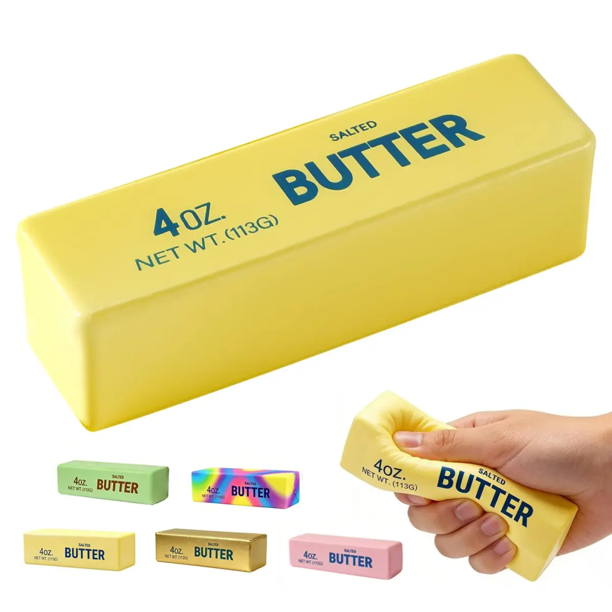 OPOM Butter Squishy Toy Yellow 13.5cm (5.3in) | Soft Scented Fidget Toy for Stress Relief - main product image