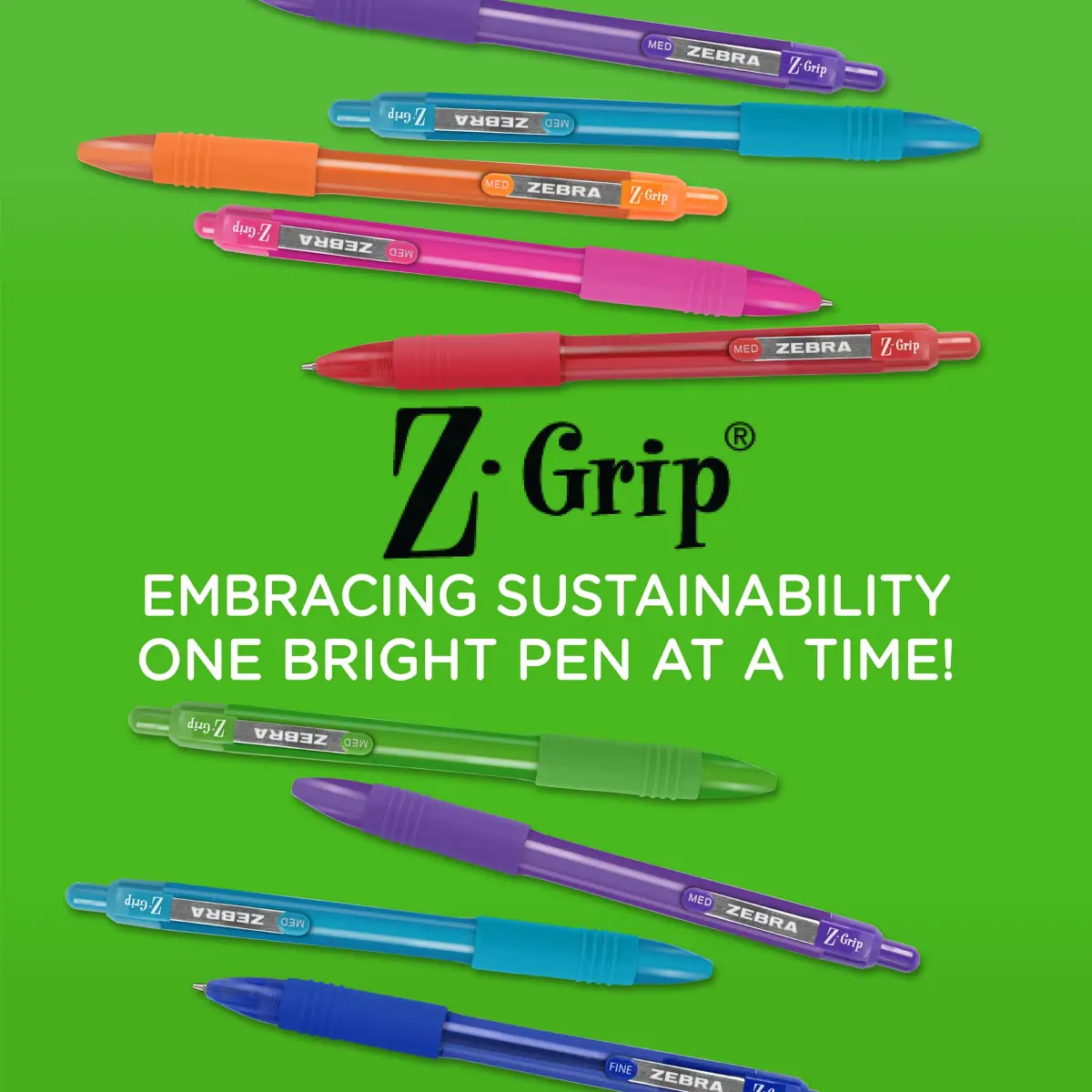 Zebra Pen Z-Grip Recycled Ballpoint Pen, Purple Ink, 1.0mm, 12-Pack | GRS Certified Recycled Material - view 2