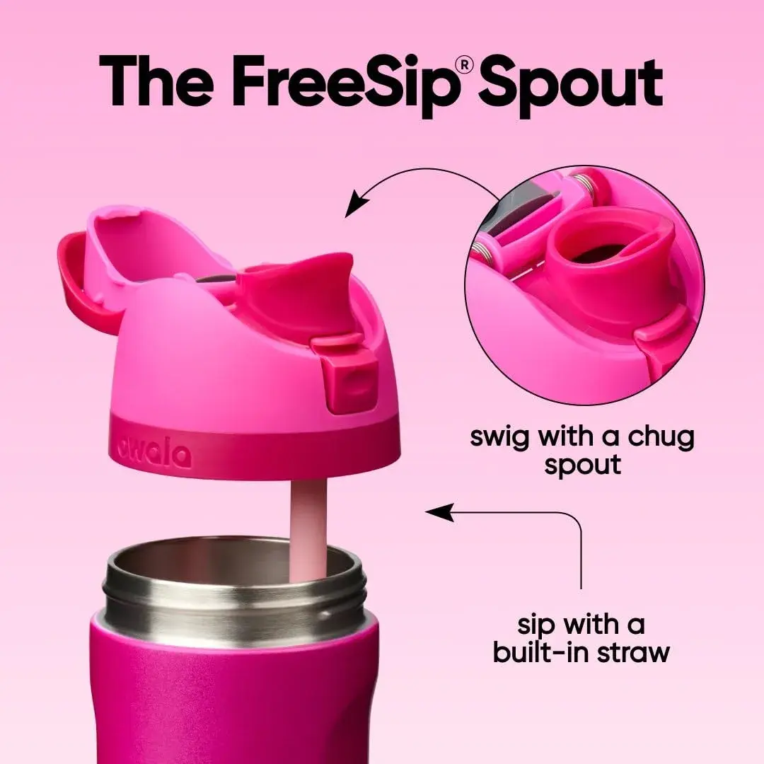 Owala FreeSip Kids Stainless Steel Water Bottle 16 oz Read My Lips | Insulated & Leak-Proof for Daily Hydration - view 2