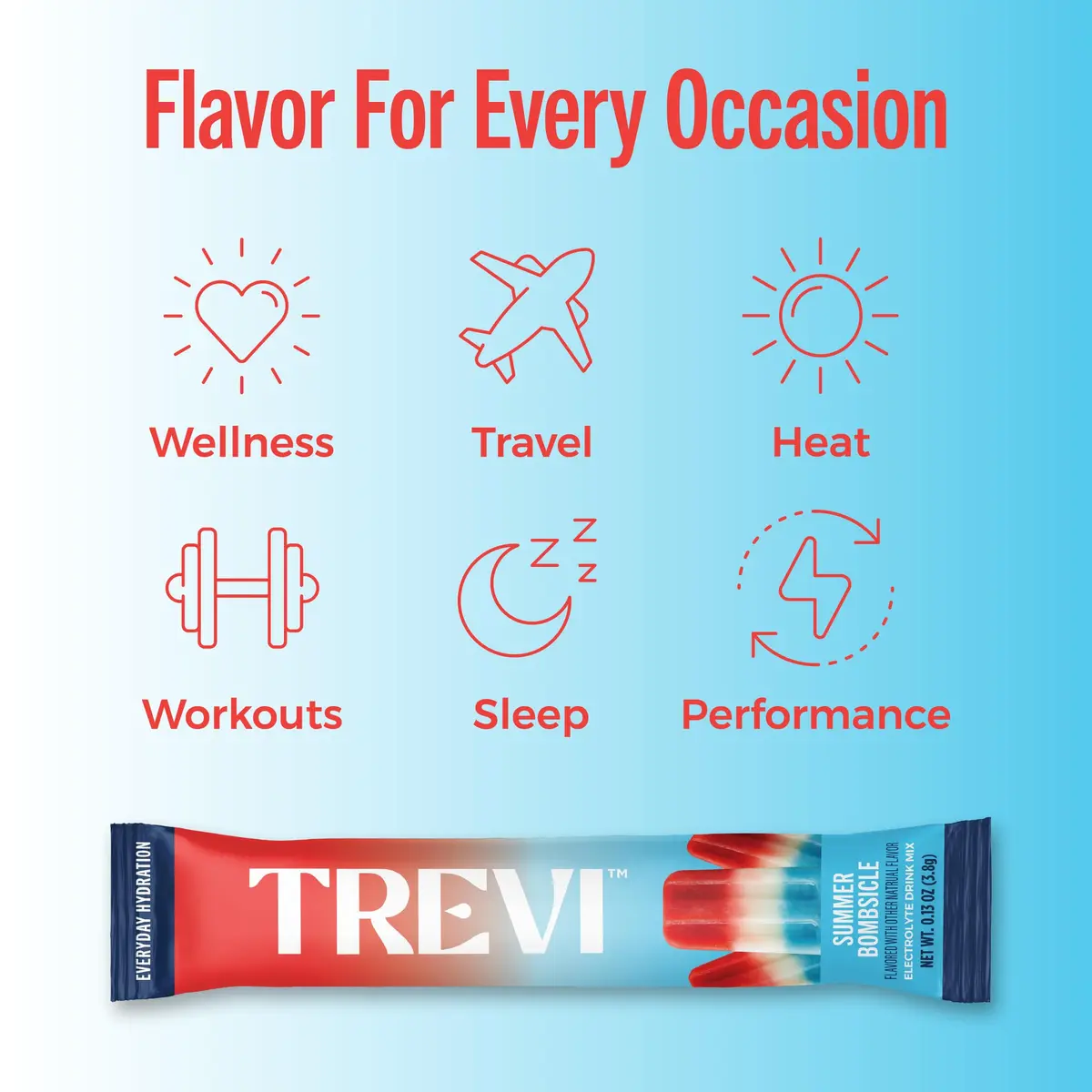 TREVI Electrolytes Powder Packets Sugar Free Hydration Summer Bombsicle | 20 Servings (0.13 oz each) - view 5