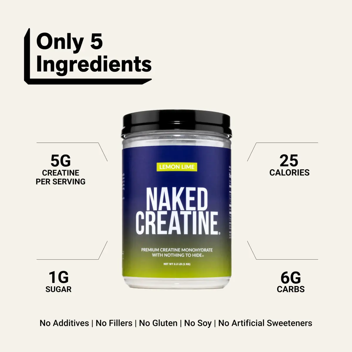 NAKED Pure Micronized Lemon Lime Creatine Monohydrate 1000g (2.2lb) | Vegan, Gluten-Free, Non-GMO - view 3