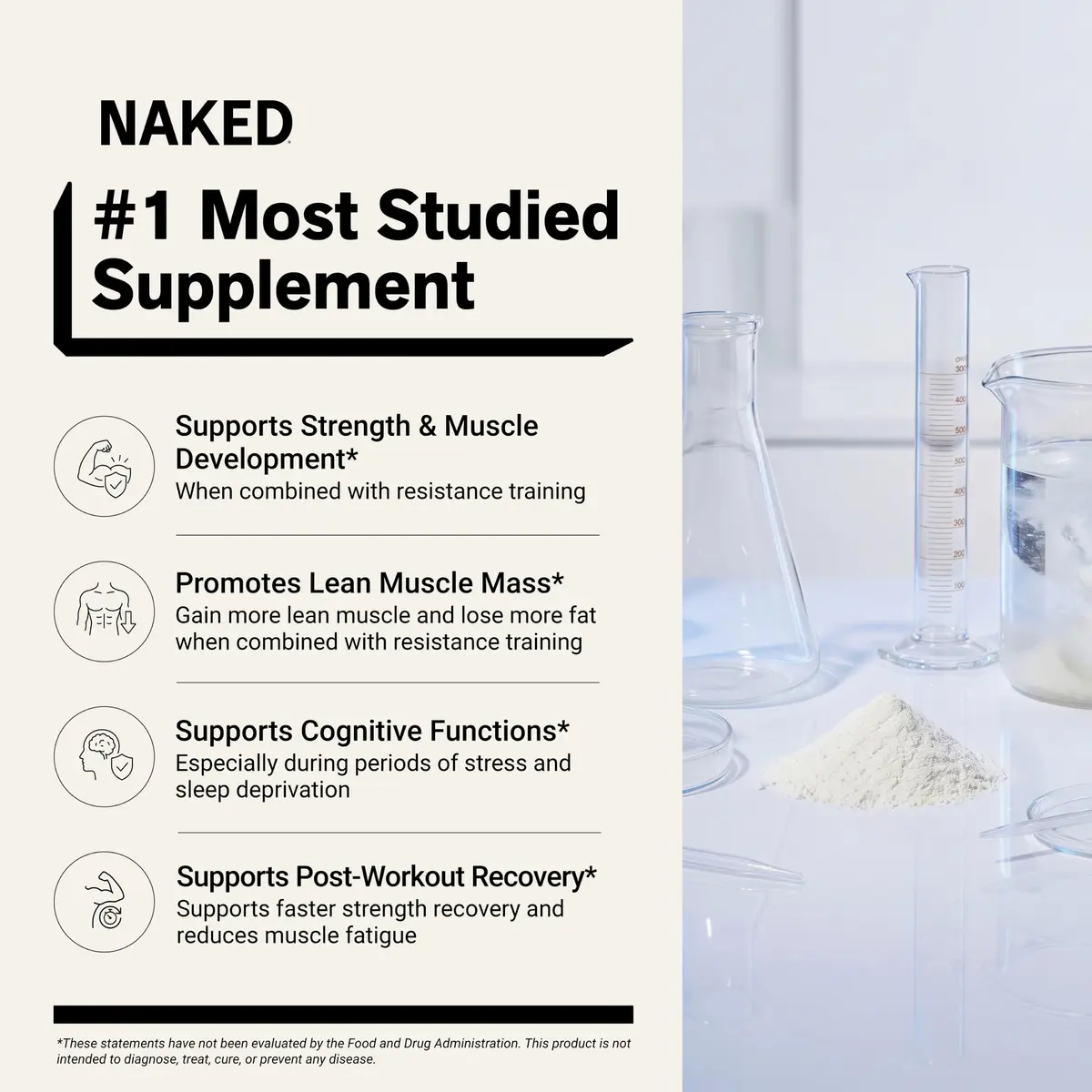 NAKED Creatine Strawberry Flavored Creatine Monohydrate Powder 90 Servings (35.2 oz / 1 kg) | Muscle Growth & Vegan Formula - view 2