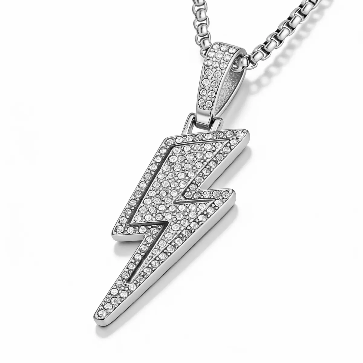 AsAlways Lightning Bolt Necklace for Men | Hip Hop Urban Style | 22"+2" Rolo Chain - main product image