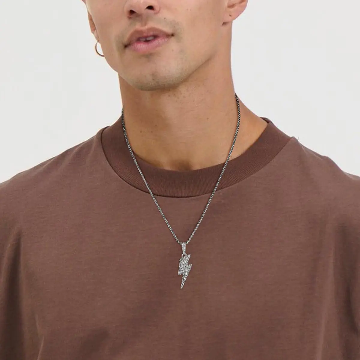 AsAlways Lightning Bolt Necklace for Men | Hip Hop Urban Style | 22"+2" Rolo Chain - view 2