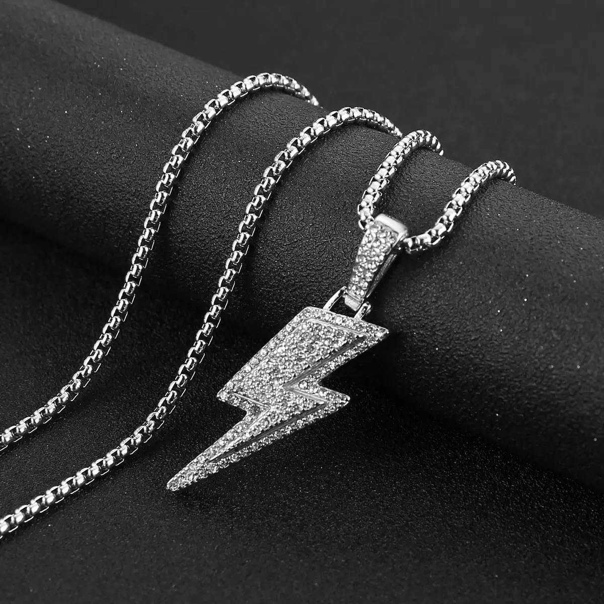 AsAlways Lightning Bolt Necklace for Men | Hip Hop Urban Style | 22"+2" Rolo Chain - view 4