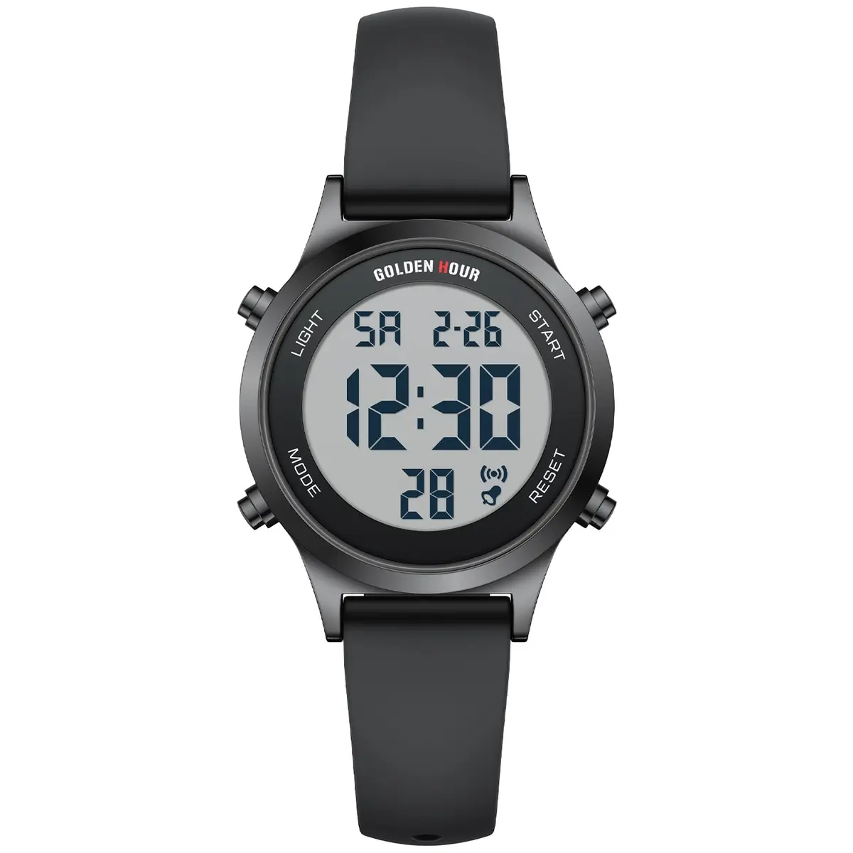 GOLDEN HOUR Women's Waterproof Digital Sports Watch 32mm Black Case in Black Band | 50M Water-Resistant, Alarm & Stopwatch - main product image