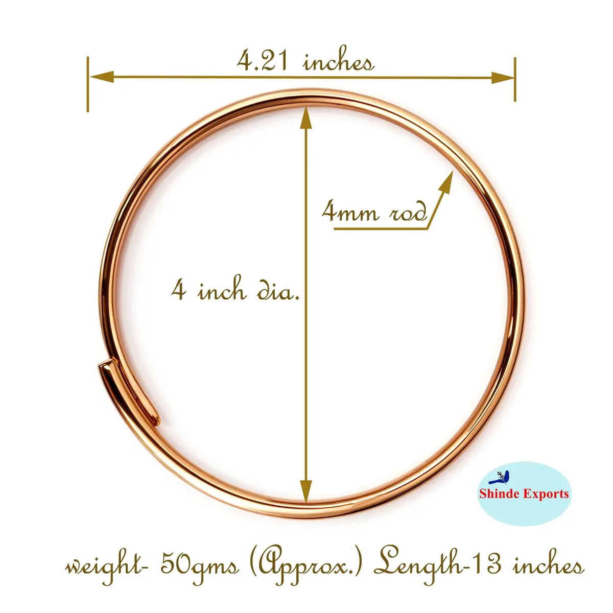 SHINDE EXPORTS Pure Copper Leg Anklet Bracelet Kada for Men and Women | 50gms 4mm Rod, 12-inch Adjustable - view 9