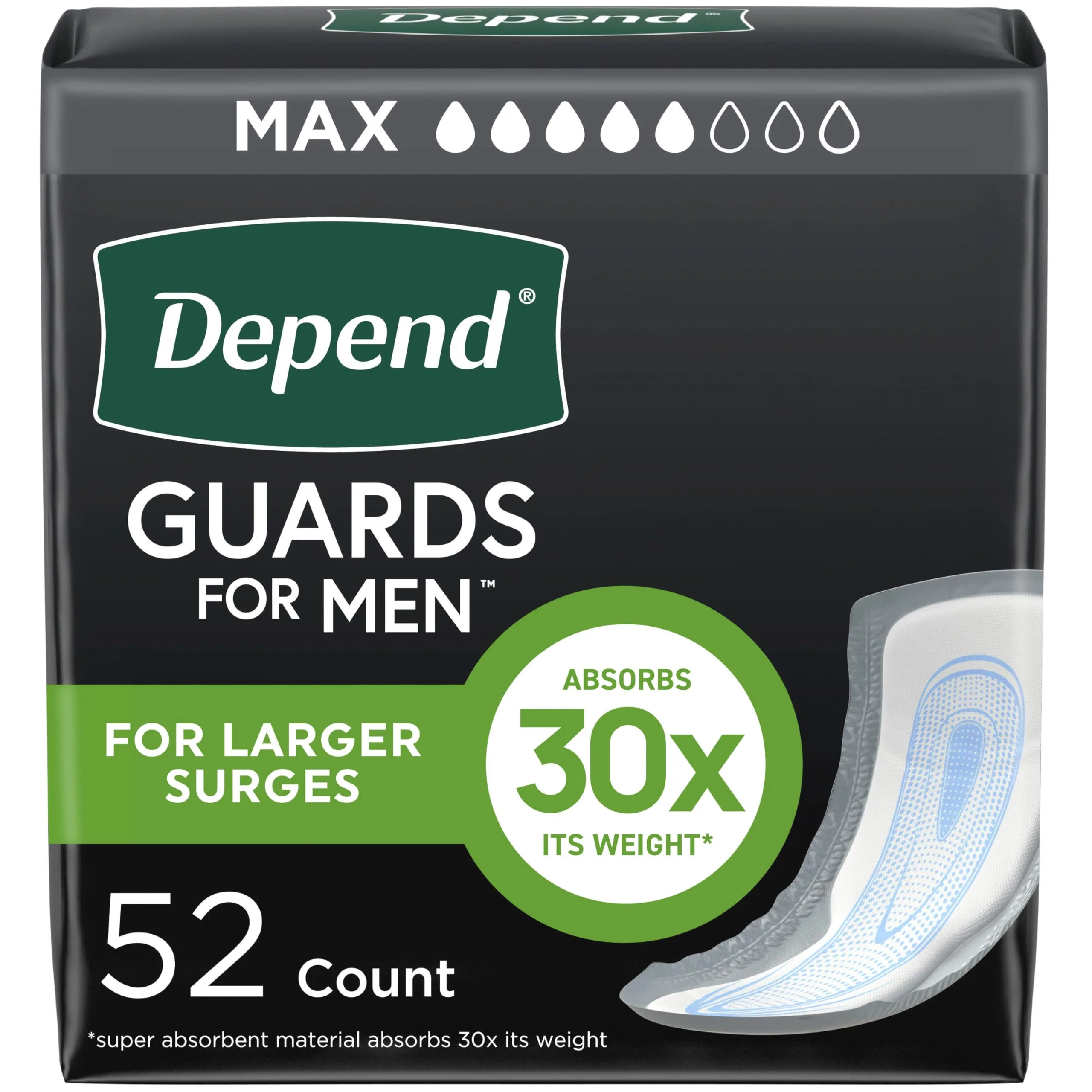 Depend Guards Incontinence Pads for Men, Maximum Absorbency | Maximum Protection for Men - main product image